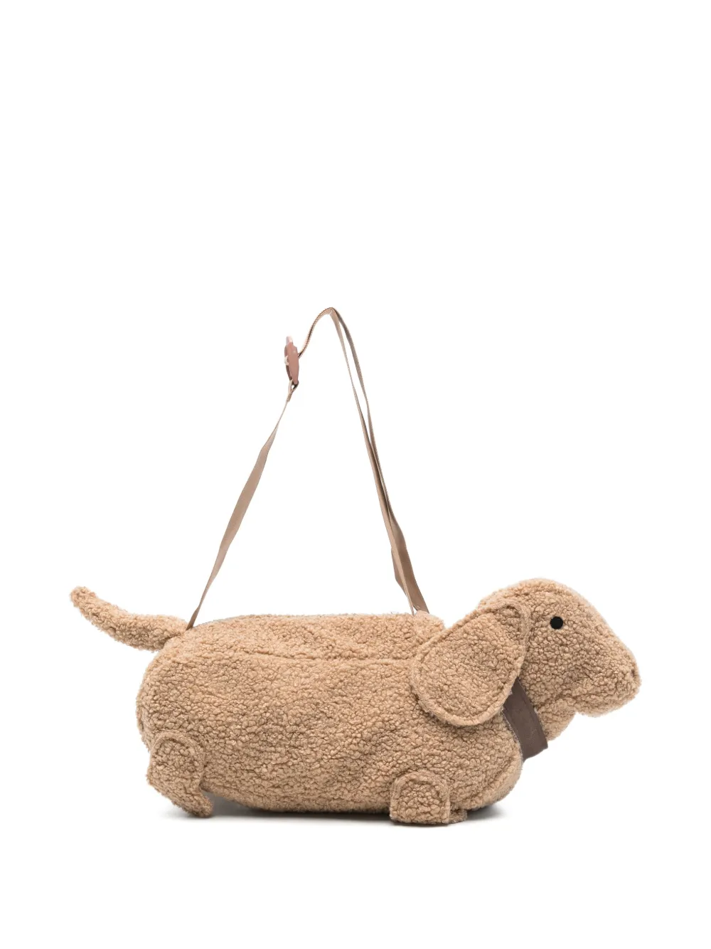 Il Gufo Crusca dog-shaped faux-shearling shoulder bag - Toni neutri