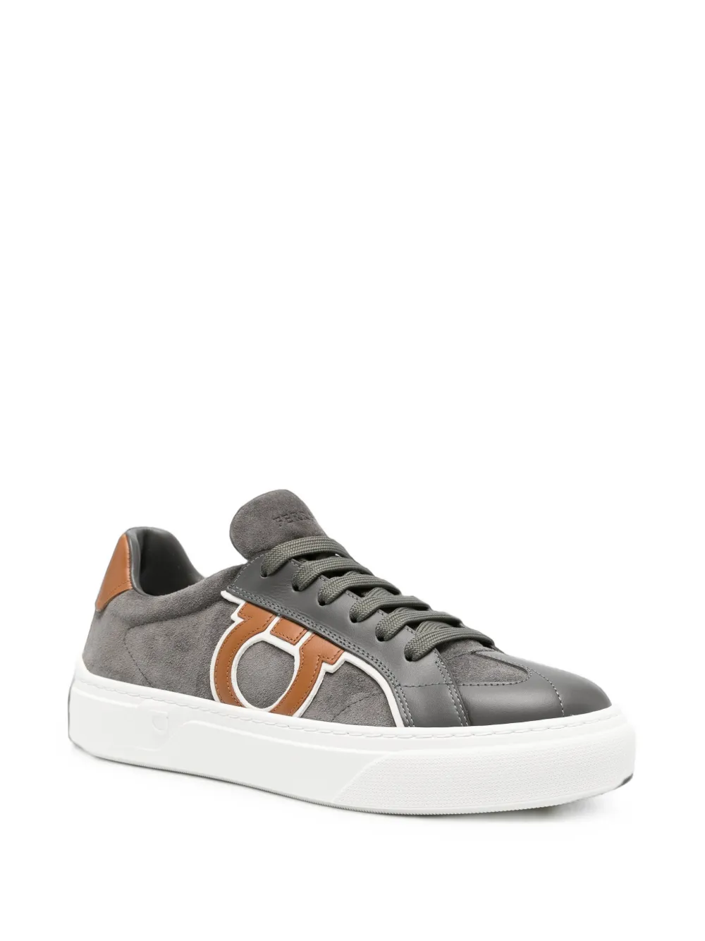 Ferragamo Gancini suede sneakers Grijs