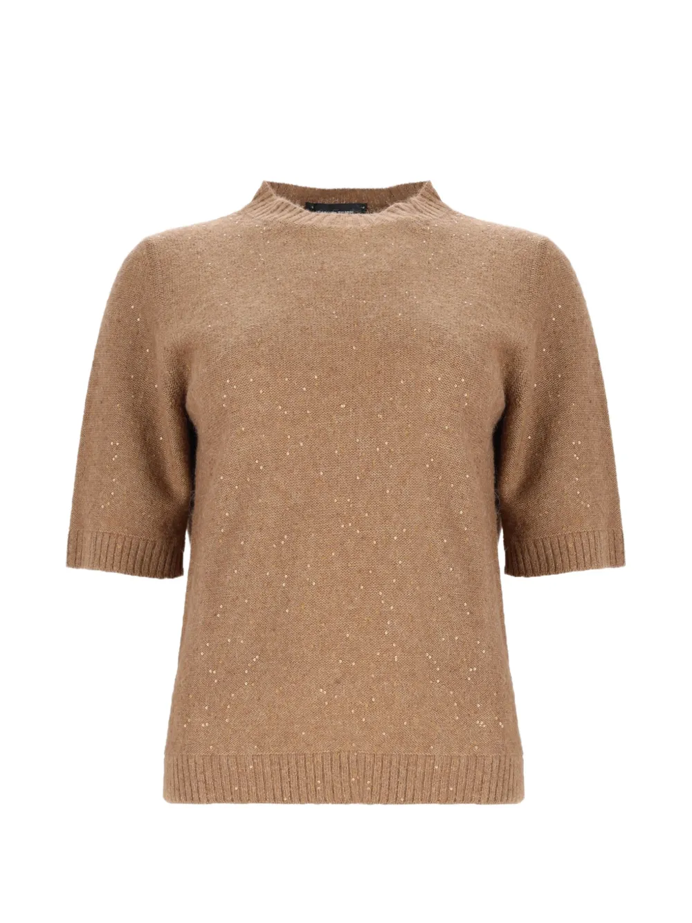 Fabiana Filippi sequin-embellished short-sleeve sweater - Nude
