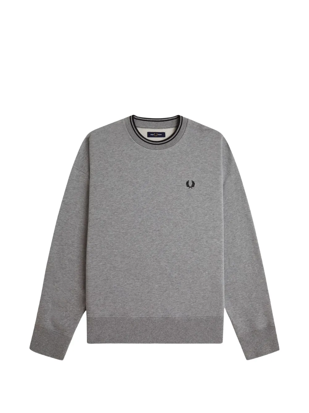 Fred Perry Sweater met geborduurd logo en gestreepte afwerking Grijs