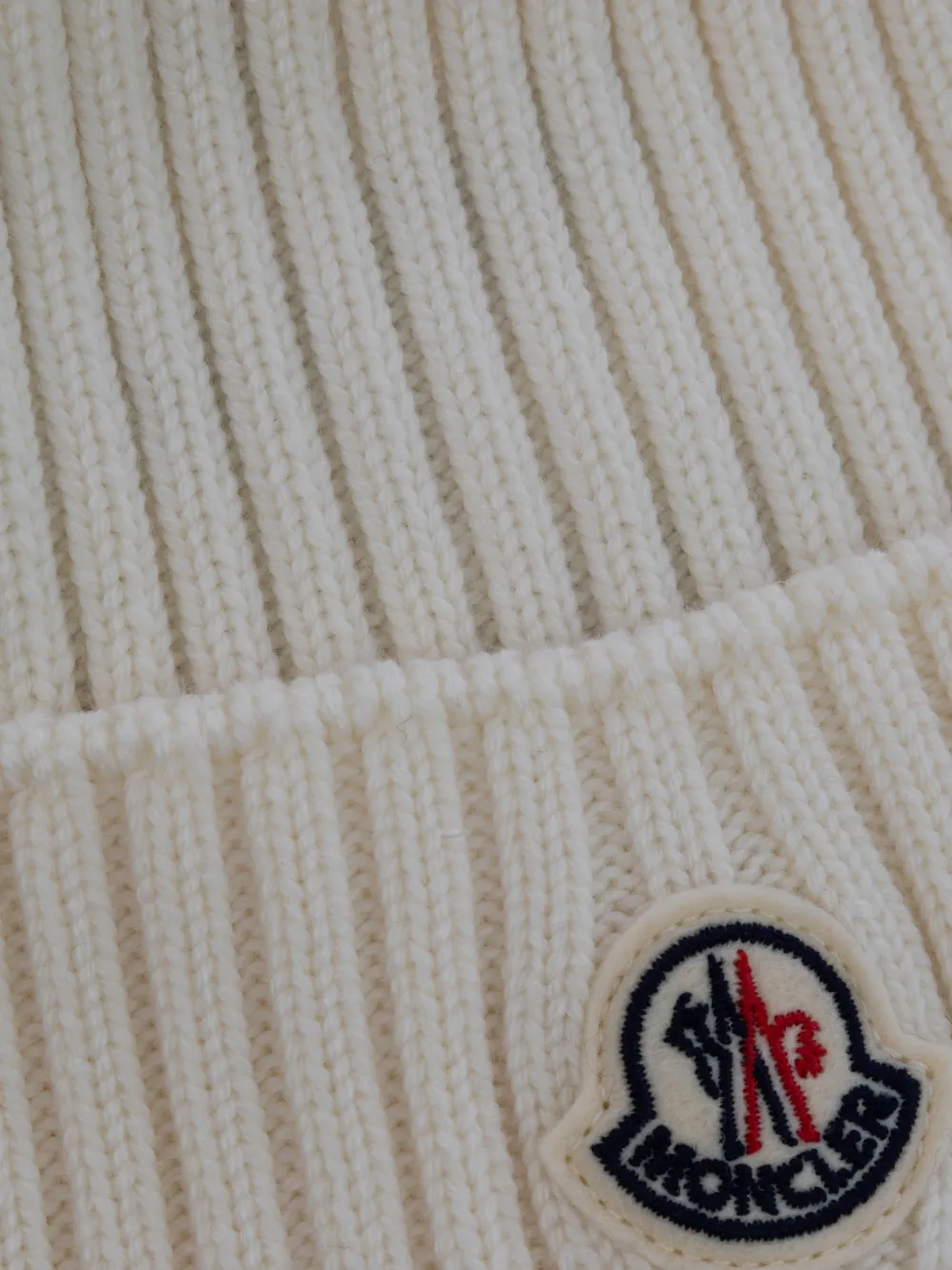 Moncler Enfant ribbed pom-pom beanie hat Beige
