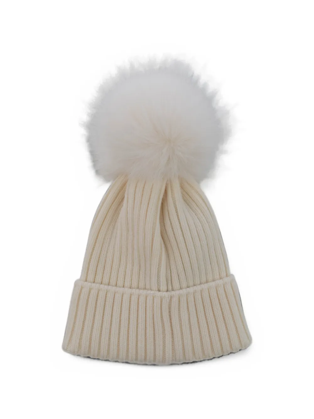 Moncler Enfant ribbed pom-pom beanie hat Beige
