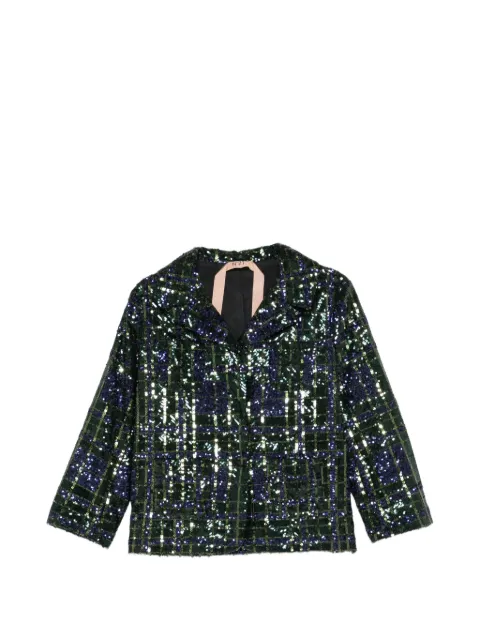 Nº21 sequin-embellished checked-pattern blazer