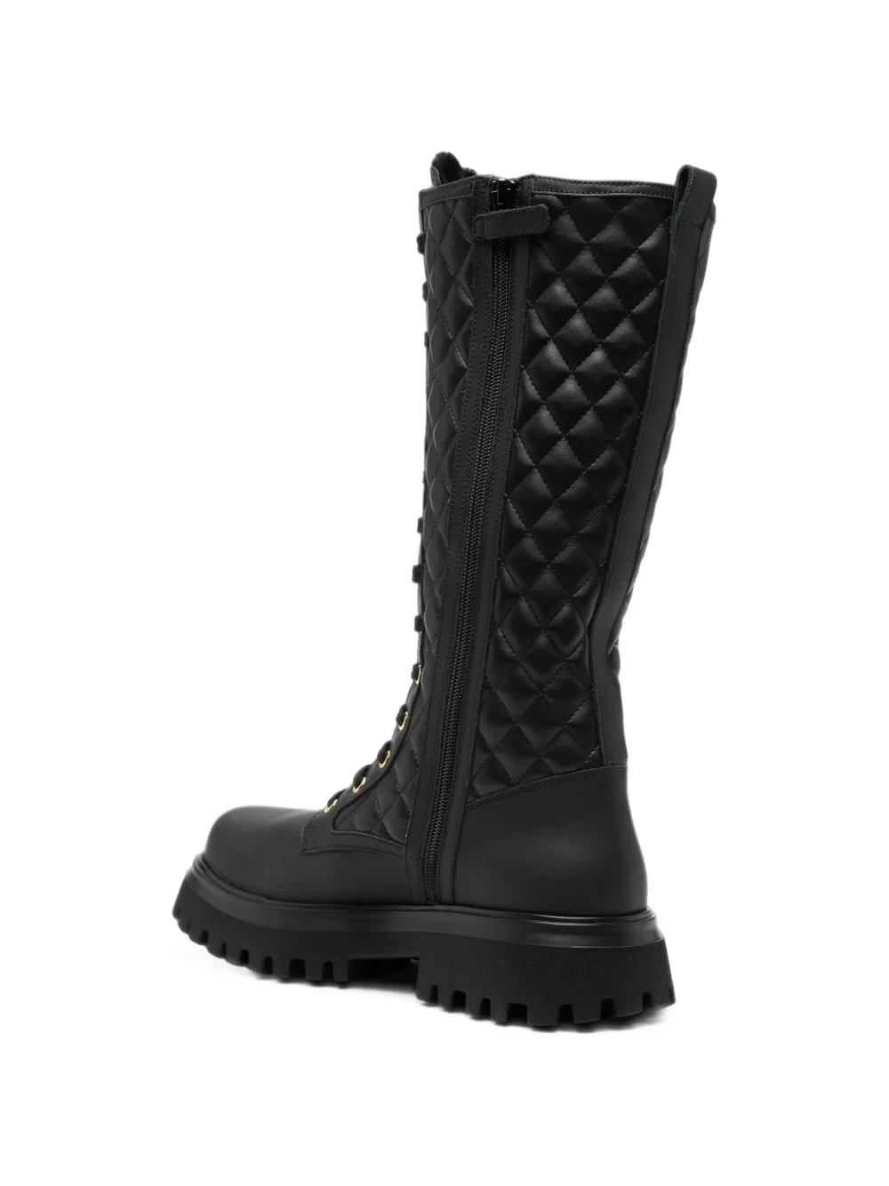 Dolce & Gabbana Kids quilted lace-up boots Zwart
