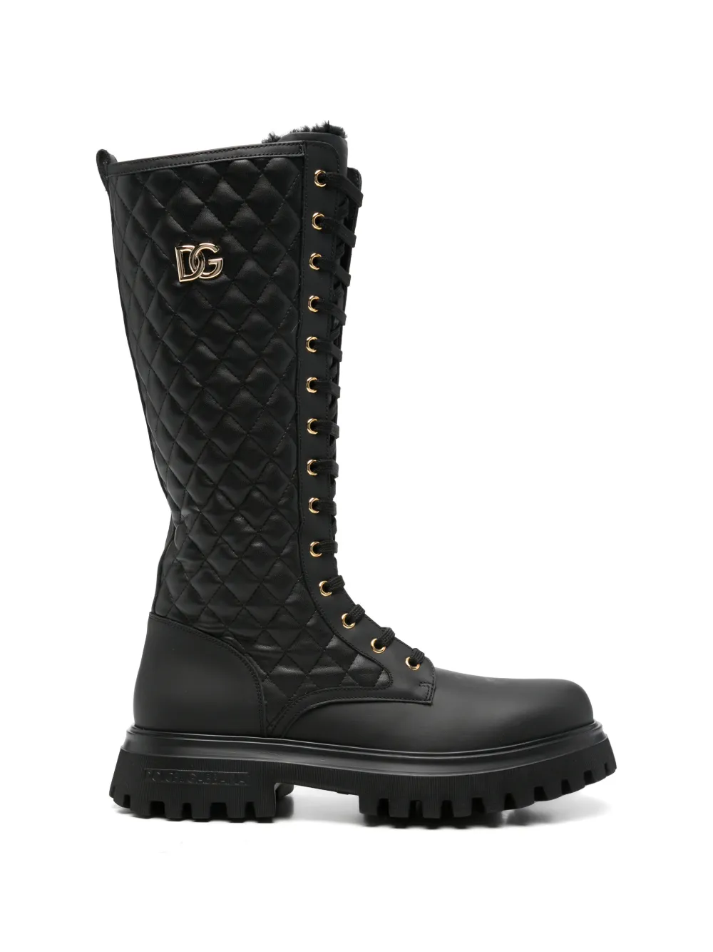 Dolce & Gabbana Kids quilted lace-up boots - Schwarz