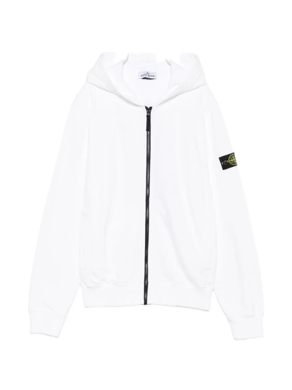 Stone Island Junior Compass-badge zip-up hoodie - Bianco