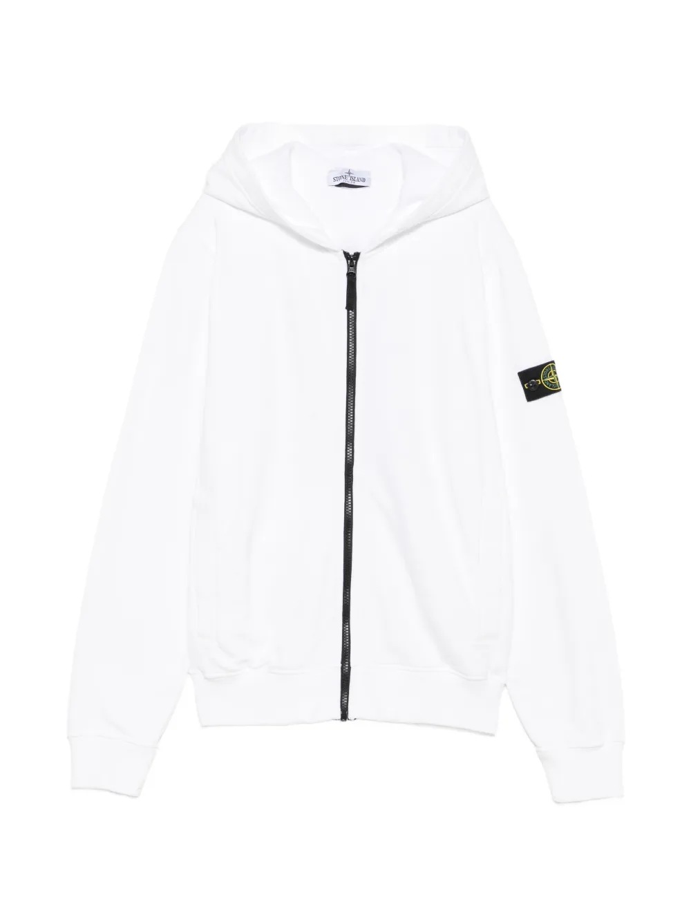 Stone Island Junior Compass-badge zip-up hoodie - Bianco