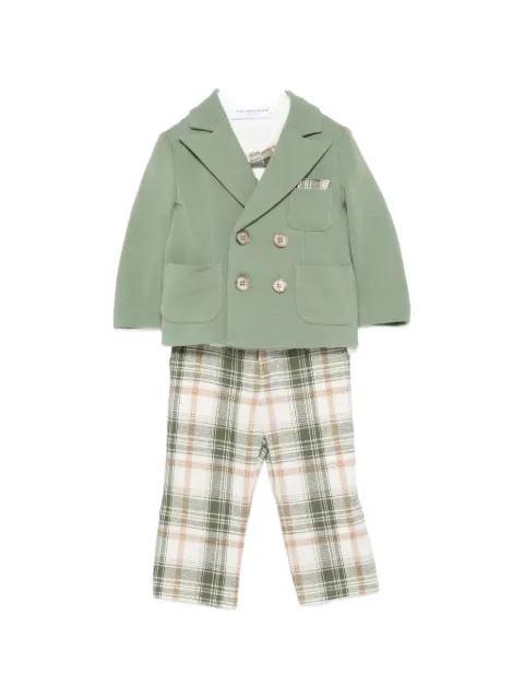 Colorichiari plaid-pattern double-breasted blazer and trousers set (set of three)
