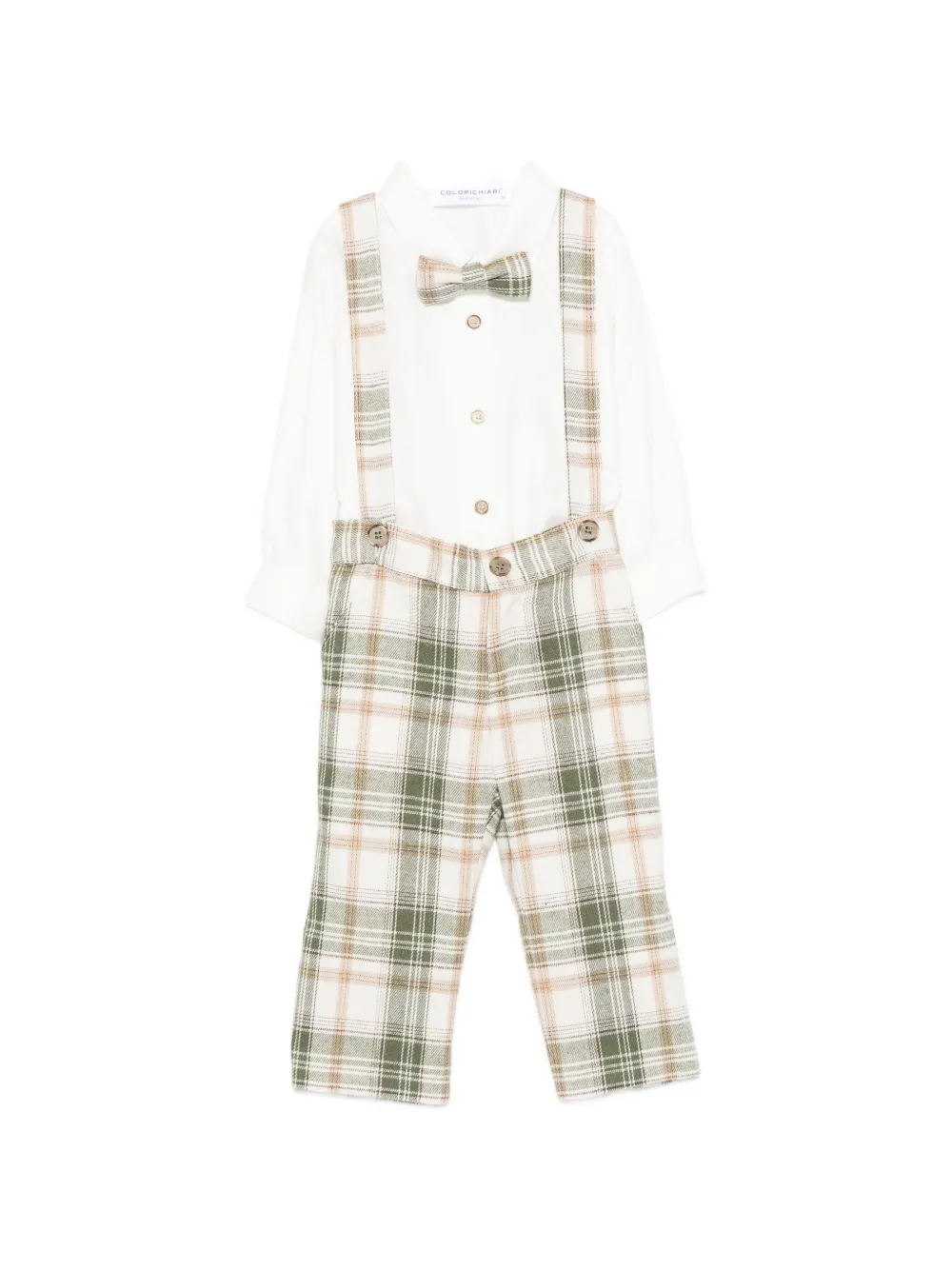 Colorichiari Geruite blazer en broek met dubbele rij knopen Groen