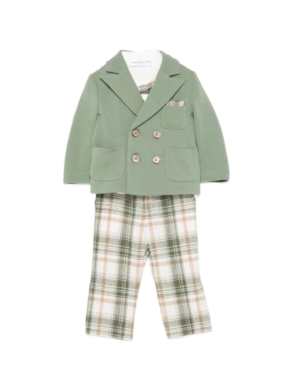 Colorichiari Set blazer e pantaloni doppiopetto (3 pezzi) - Verde