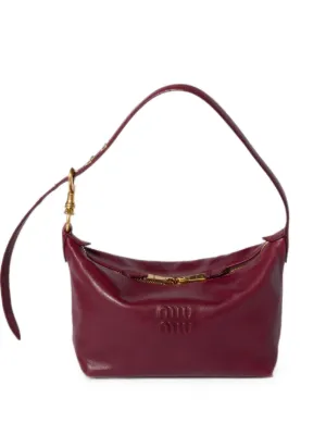 Miu Miu logo-embossed Leather Shoulder Bag | Brown | FARFETCH