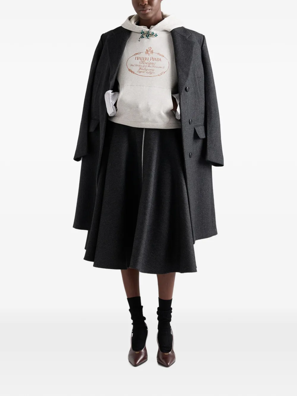 Prada Wollen midi-rok Grijs