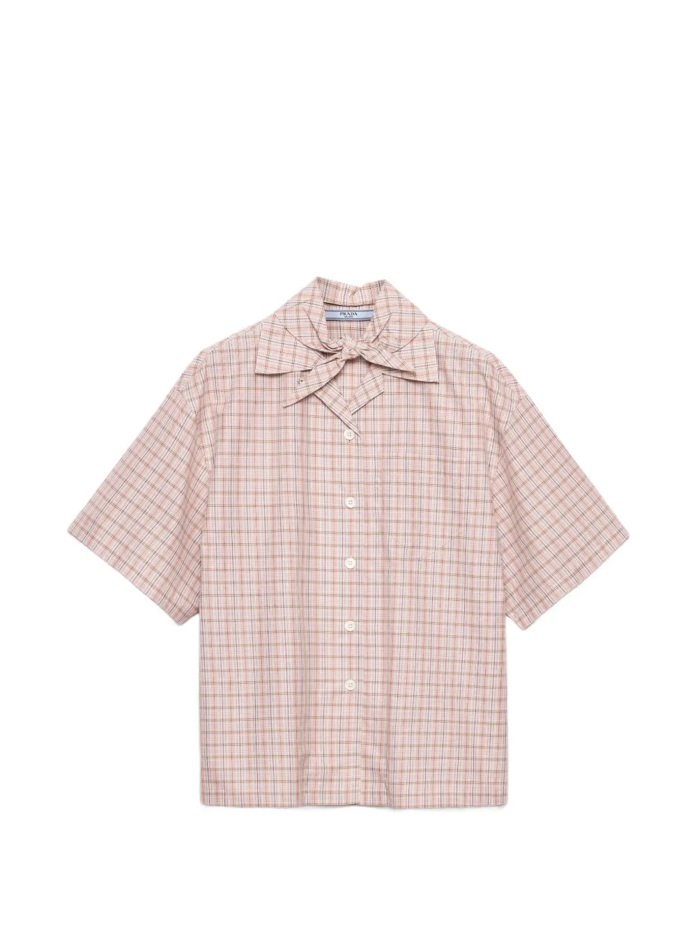 Prada chemise de bowling madras - Tons neutres