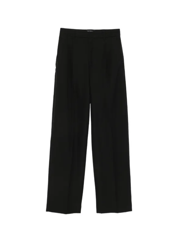 PT Torino Pleated Wool Trousers in Black