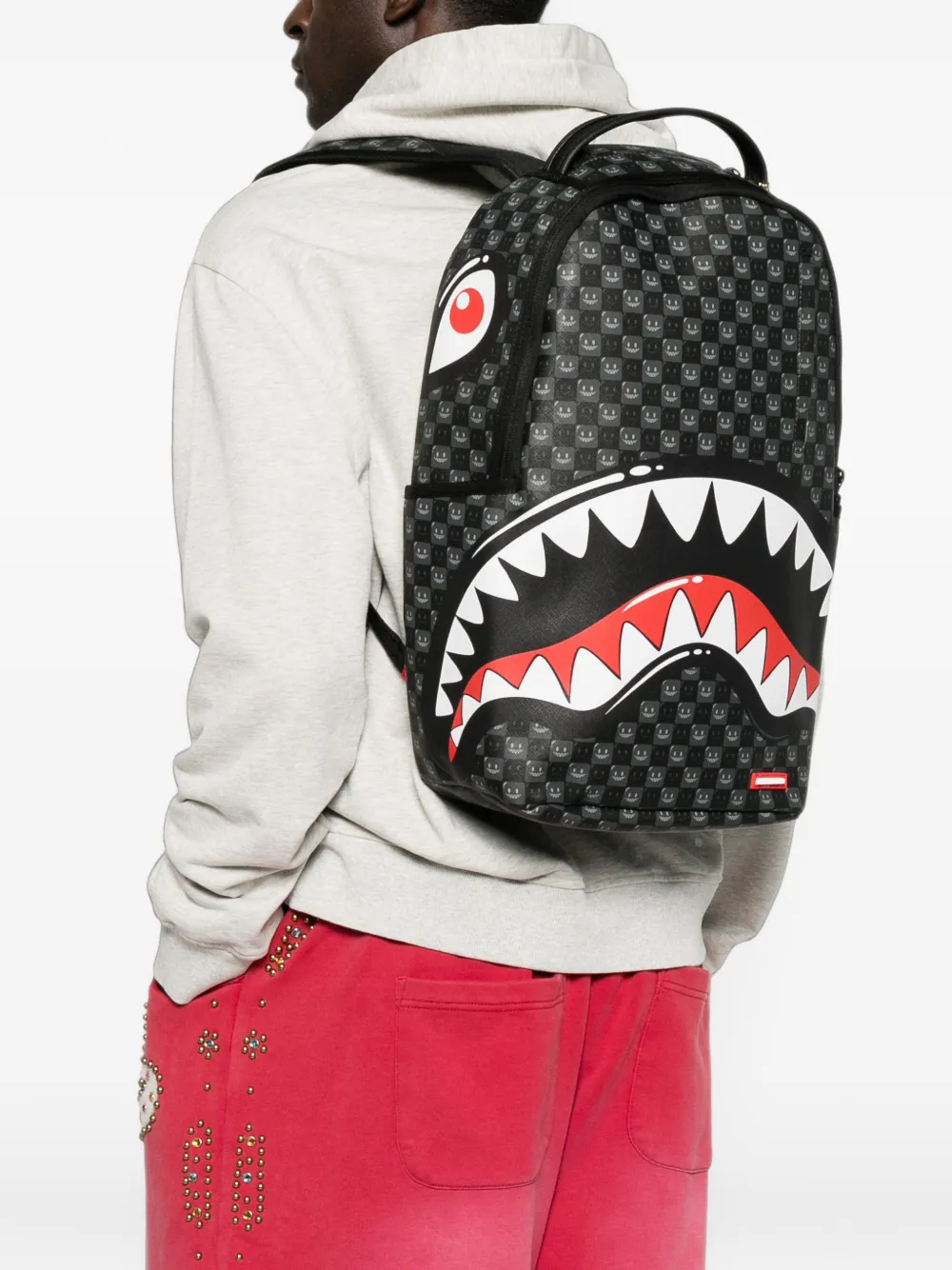 Sprayground Shark Mouth geruite rugzak Zwart