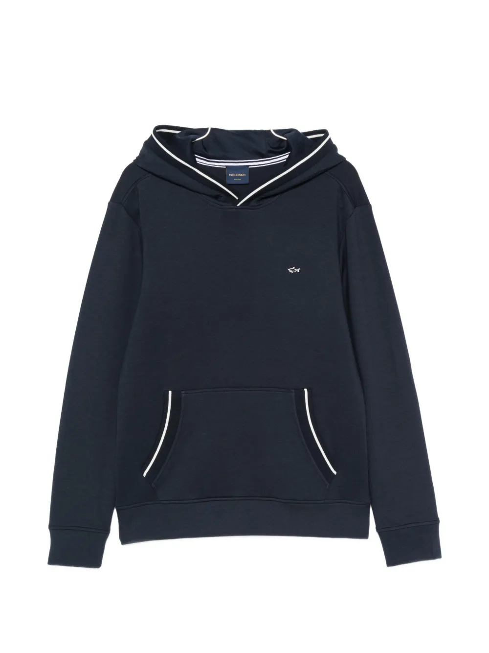 Paul & Shark logo-embroidered contrast-trim hoodie - Blu
