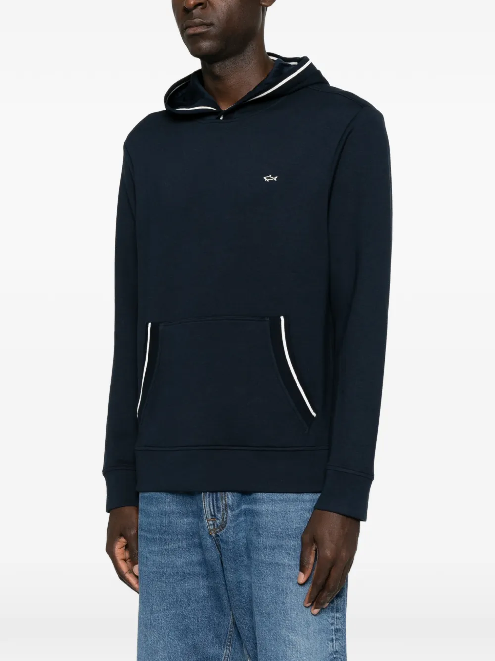Paul & Shark Hoodie met geborduurd logo en contrasterende afwerking Blauw