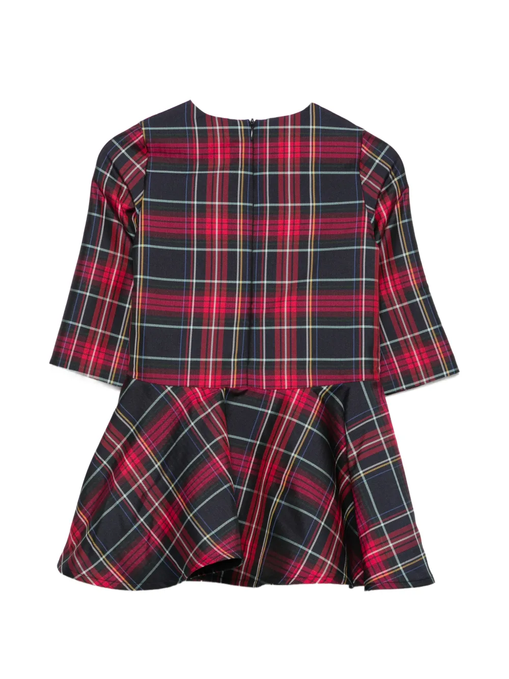 Il Gufo tartan bow-detail dress Zwart