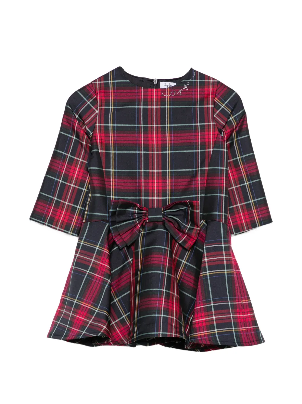 Il Gufo tartan bow-detail dress - Nero