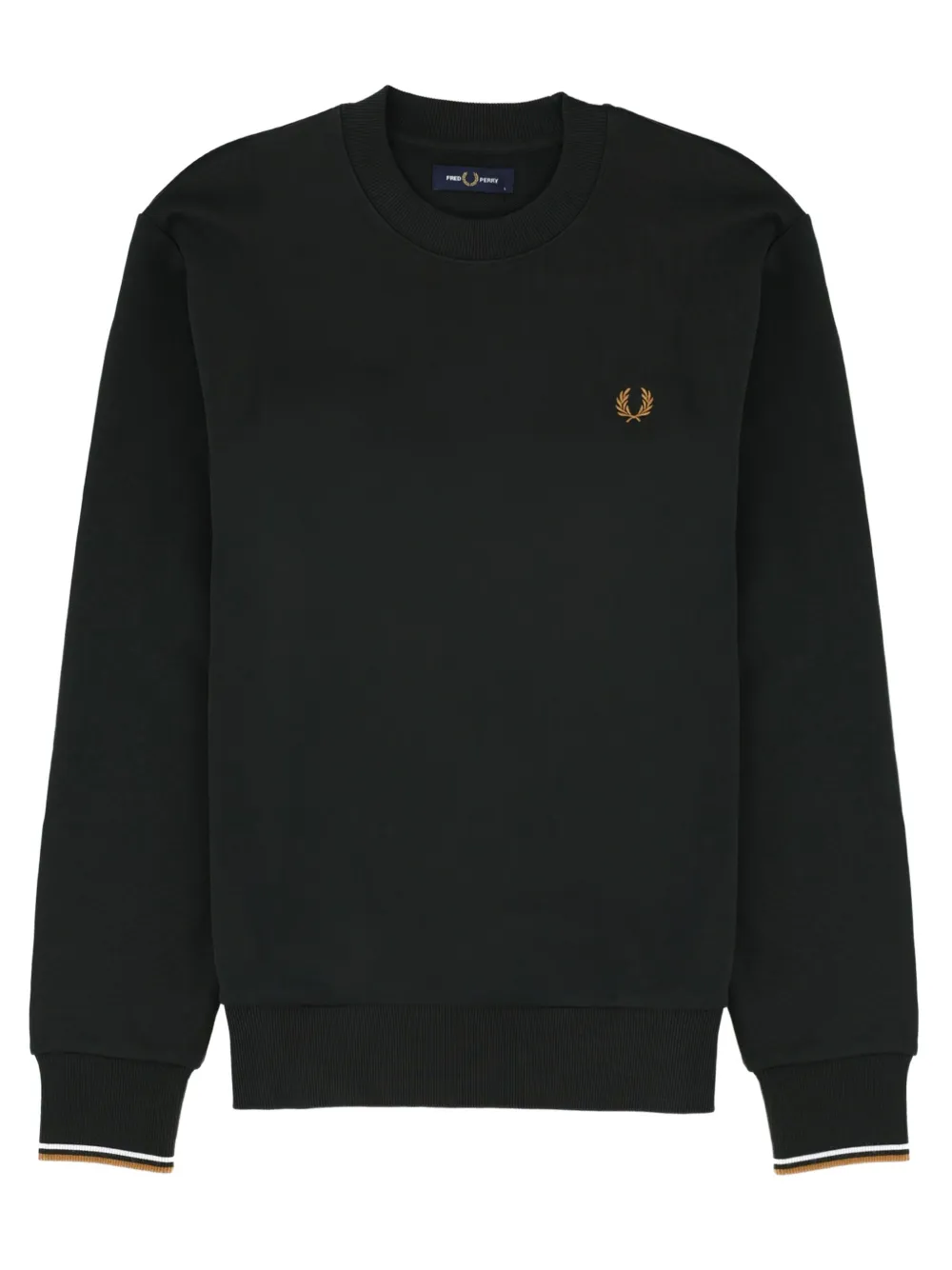 Fred Perry logo-embroidered tipped-cuff sweatshirt Zwart