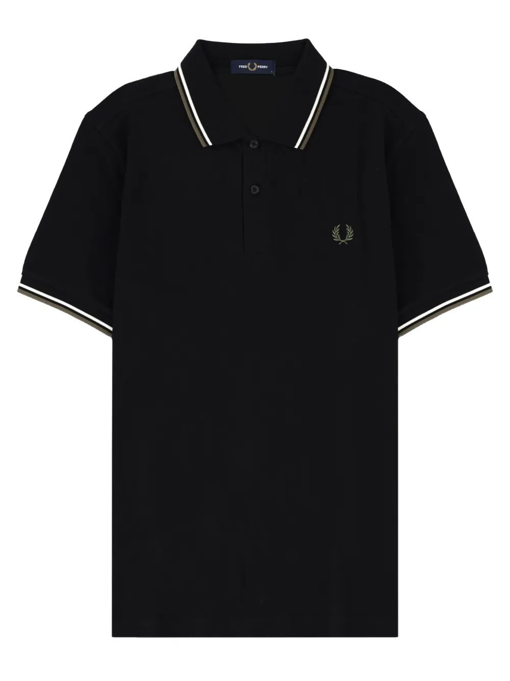 Fred Perry Laurel Wreath poloshirt met gestreepte afwerking en borduurwerk Zwart