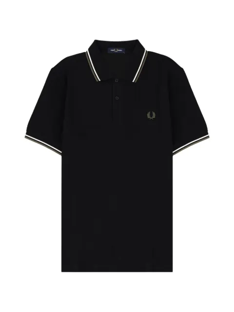 Fred Perry Camisa polo com bordado Laurel Wreath e acabamento listrado