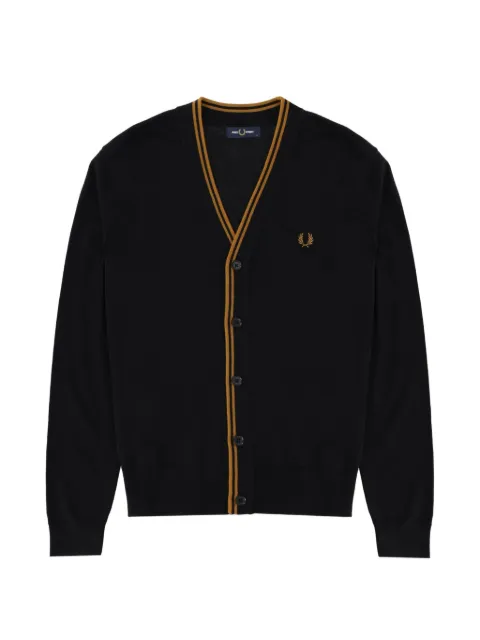 Fred Perry tipping-detail embroidered-logo cardigan