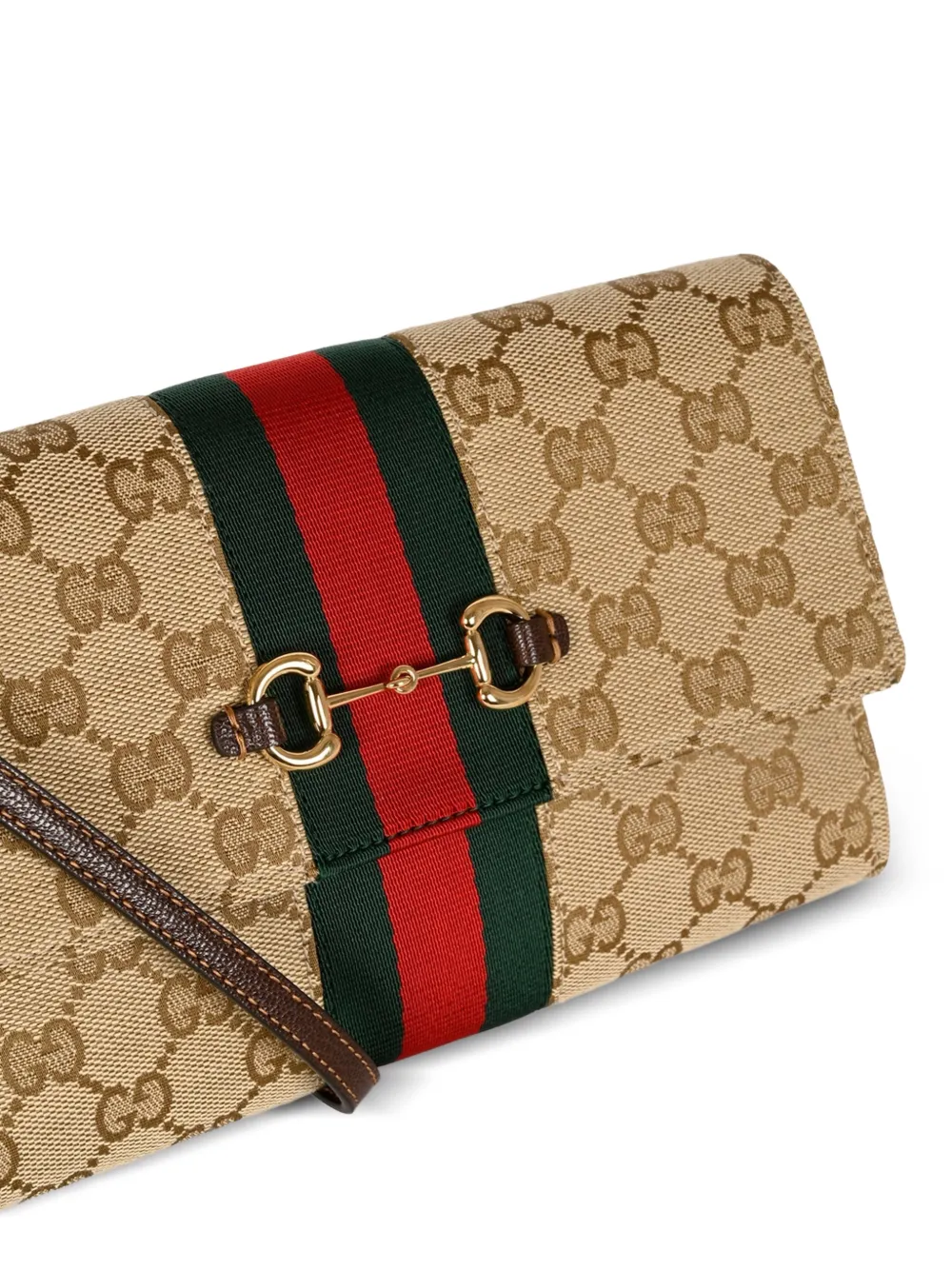 Gucci Horsebit Web portemonnee Beige