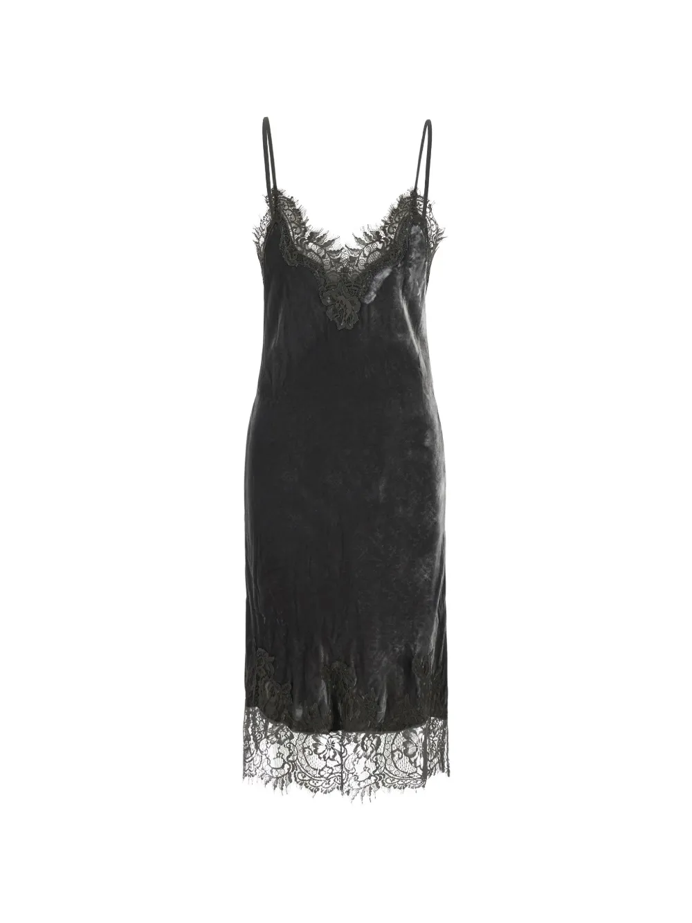 Gold Hawk Velcet Coco lace-trim midi dress
