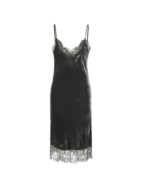 Gold Hawk Velcet Coco lace-trim midi dress