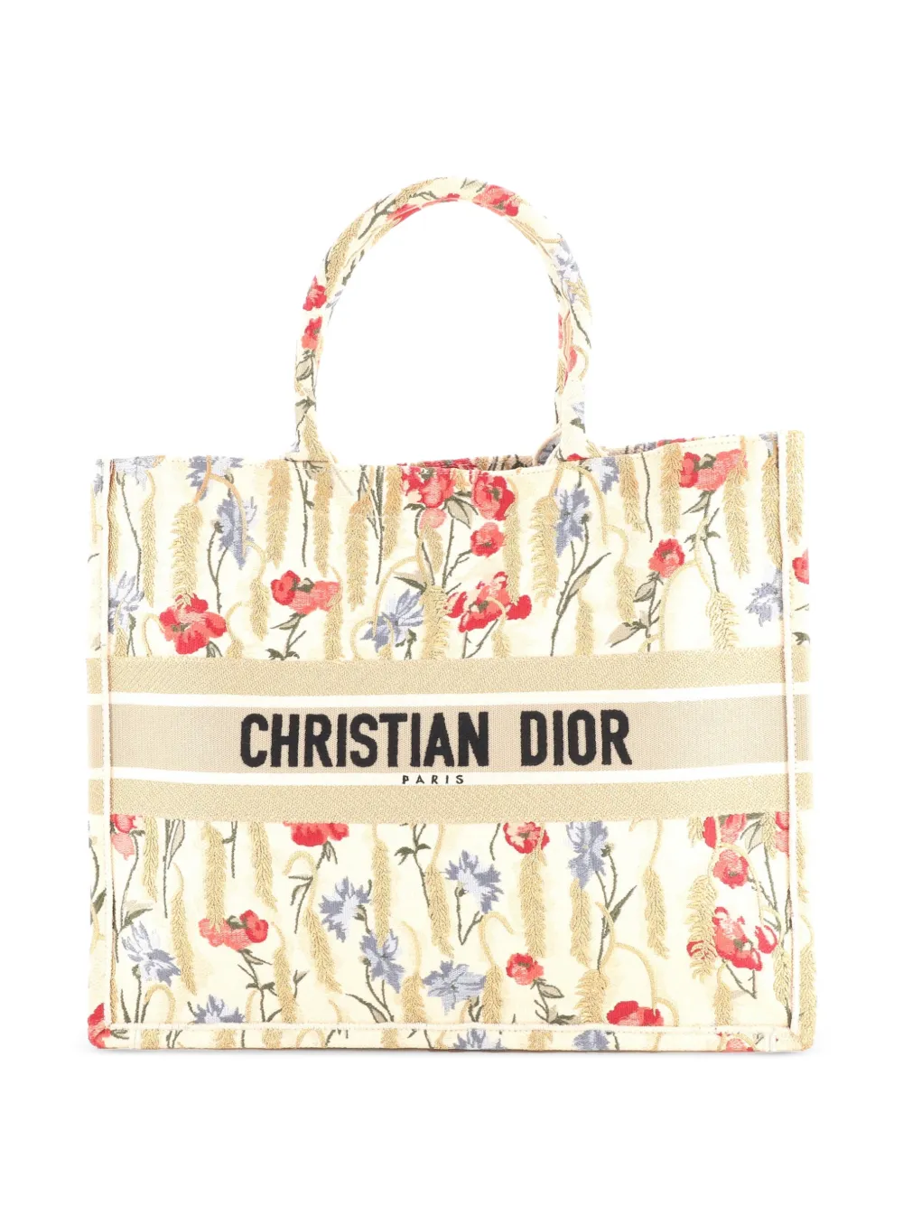Christian Dior Pre-Owned Book Embroidered Canvas Large tote bag - Gold