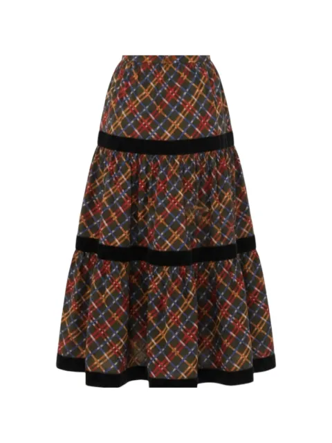 Saint Laurent Pre-Owned 1983 tiered checked midi skirt