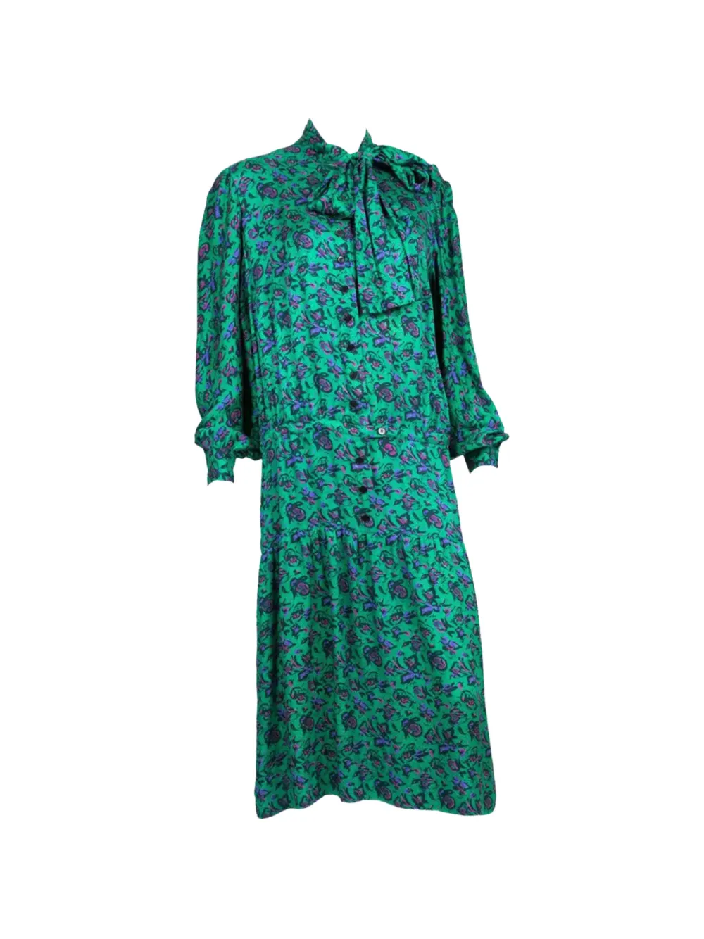 Lanvin Pre-Owned robe mi-longue à col lavallière (1975) - Vert