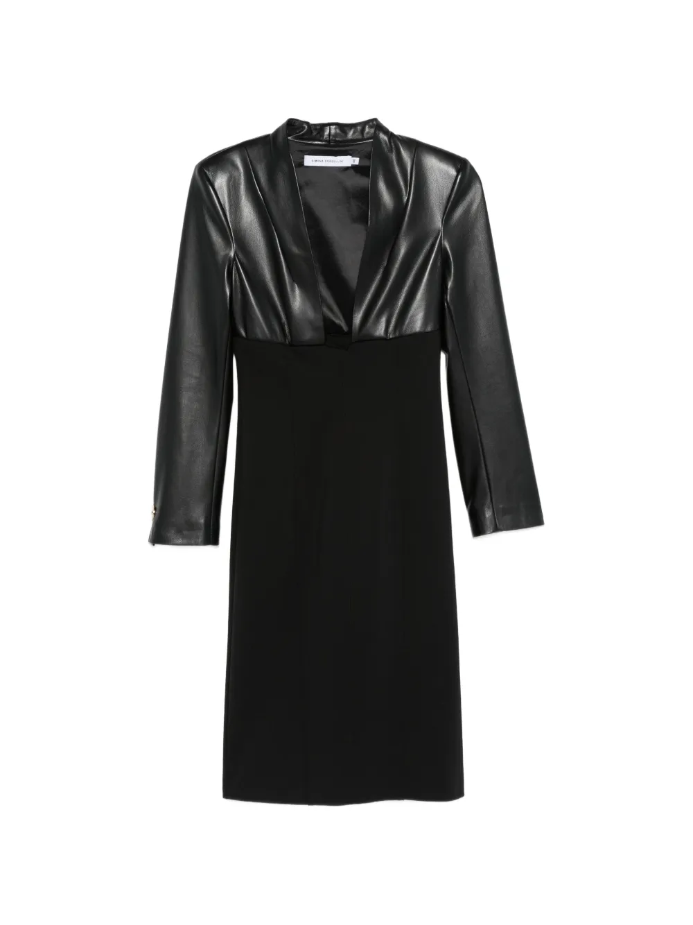 SIMONA CORSELLINI faux-leather panelled midi dress