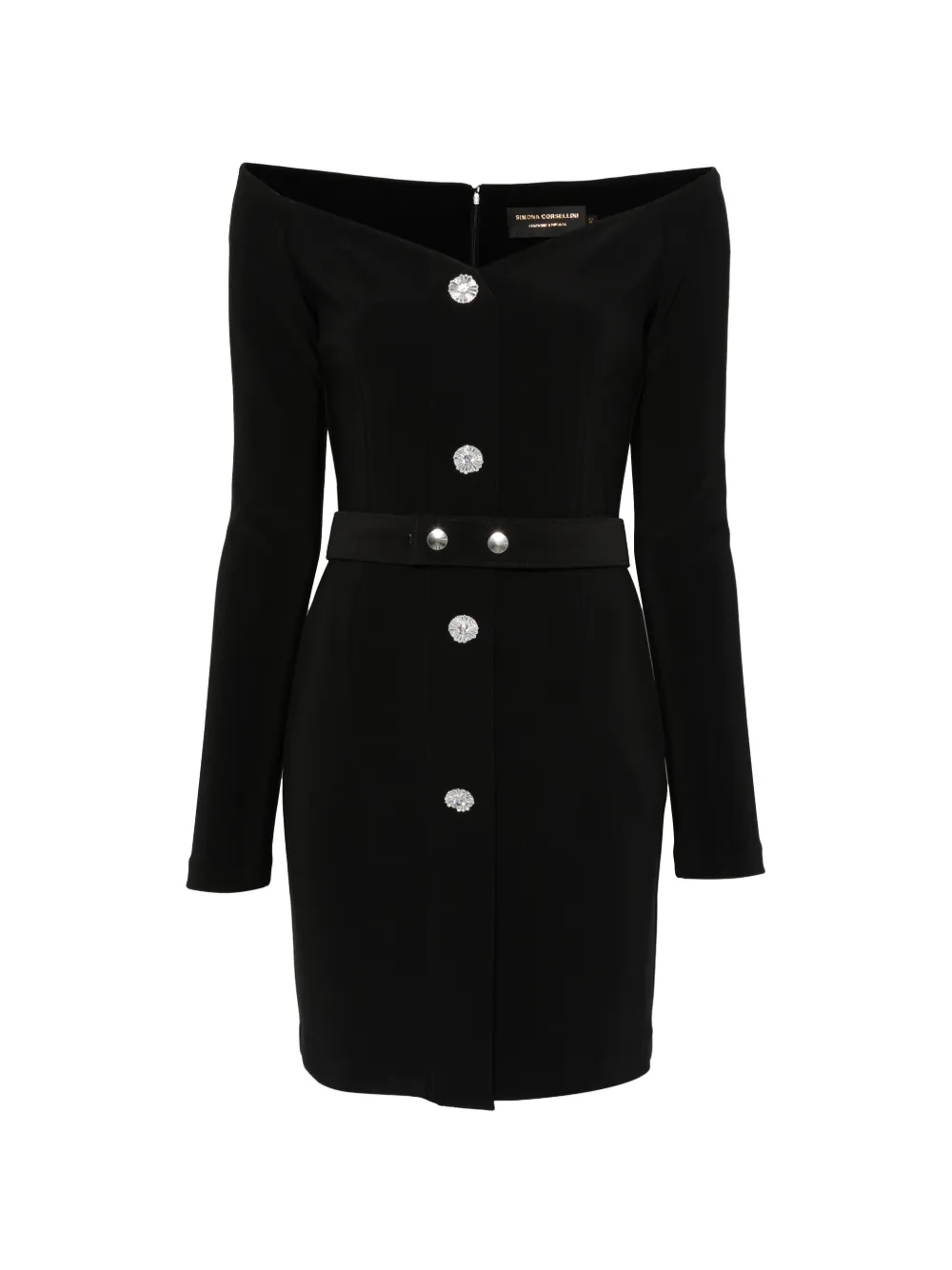 SIMONA CORSELLINI off-shoulder crystal-embellished mini dress