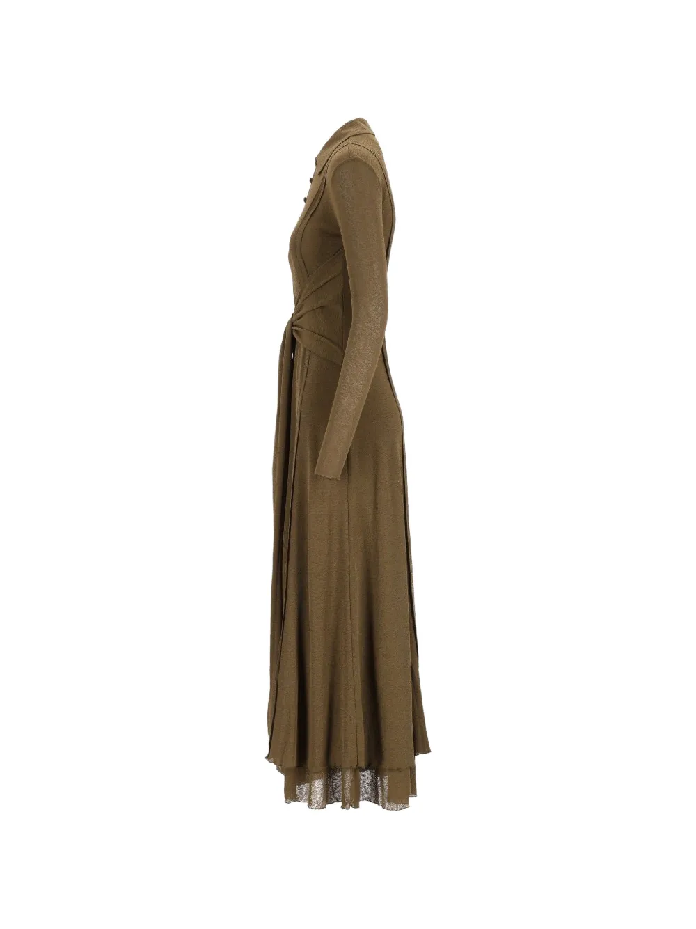 GANNI Maxi-jurk met gestrikte taille en mesh Groen