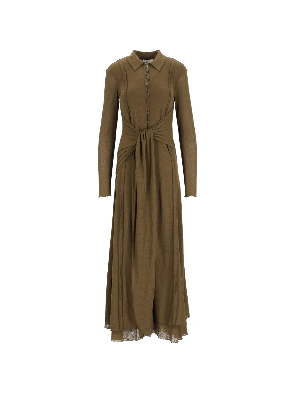 GANNI marl-mesh tie-waist maxi dress - Grün