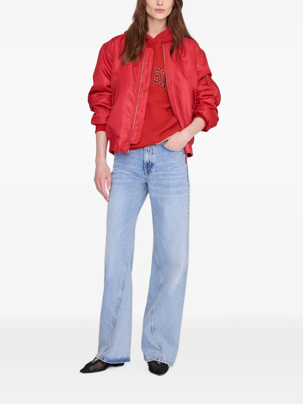ANINE BING Harvey hoodie met logopatch Rood