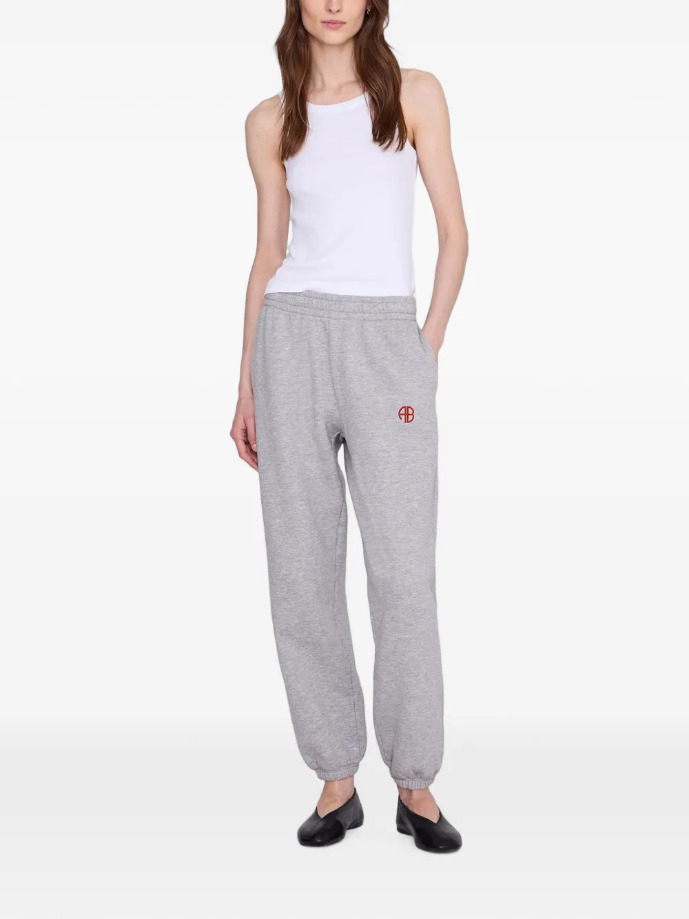 ANINE BING Elastische trainingsbroek met geborduurd logo Grijs