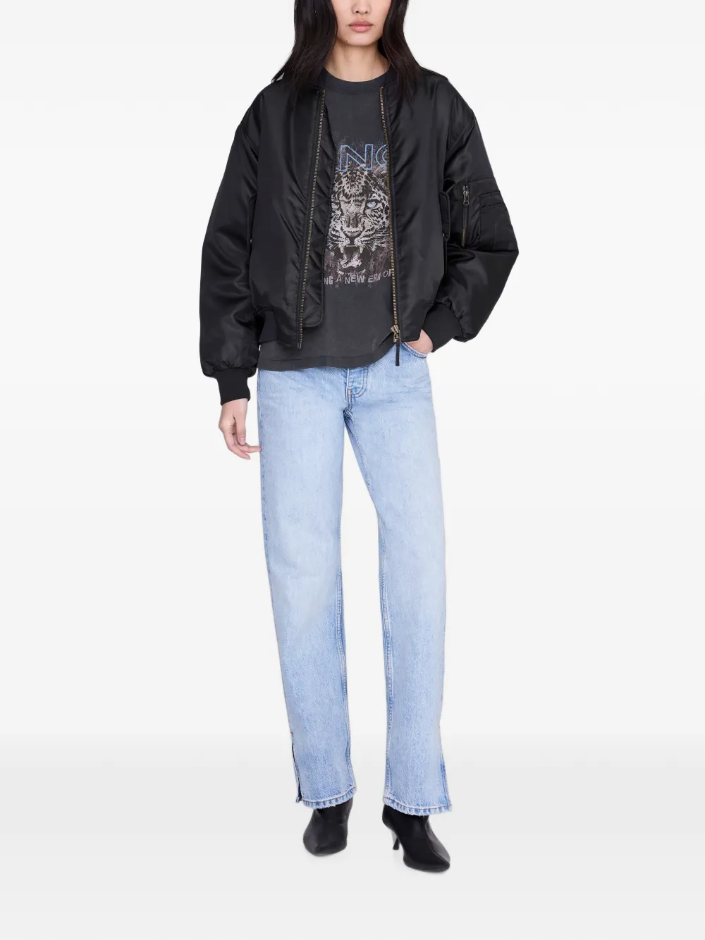 ANINE BING Cade T-shirt Leo Muse Zwart