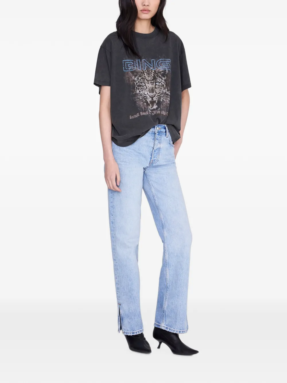 ANINE BING Cade T-shirt Leo Muse Zwart