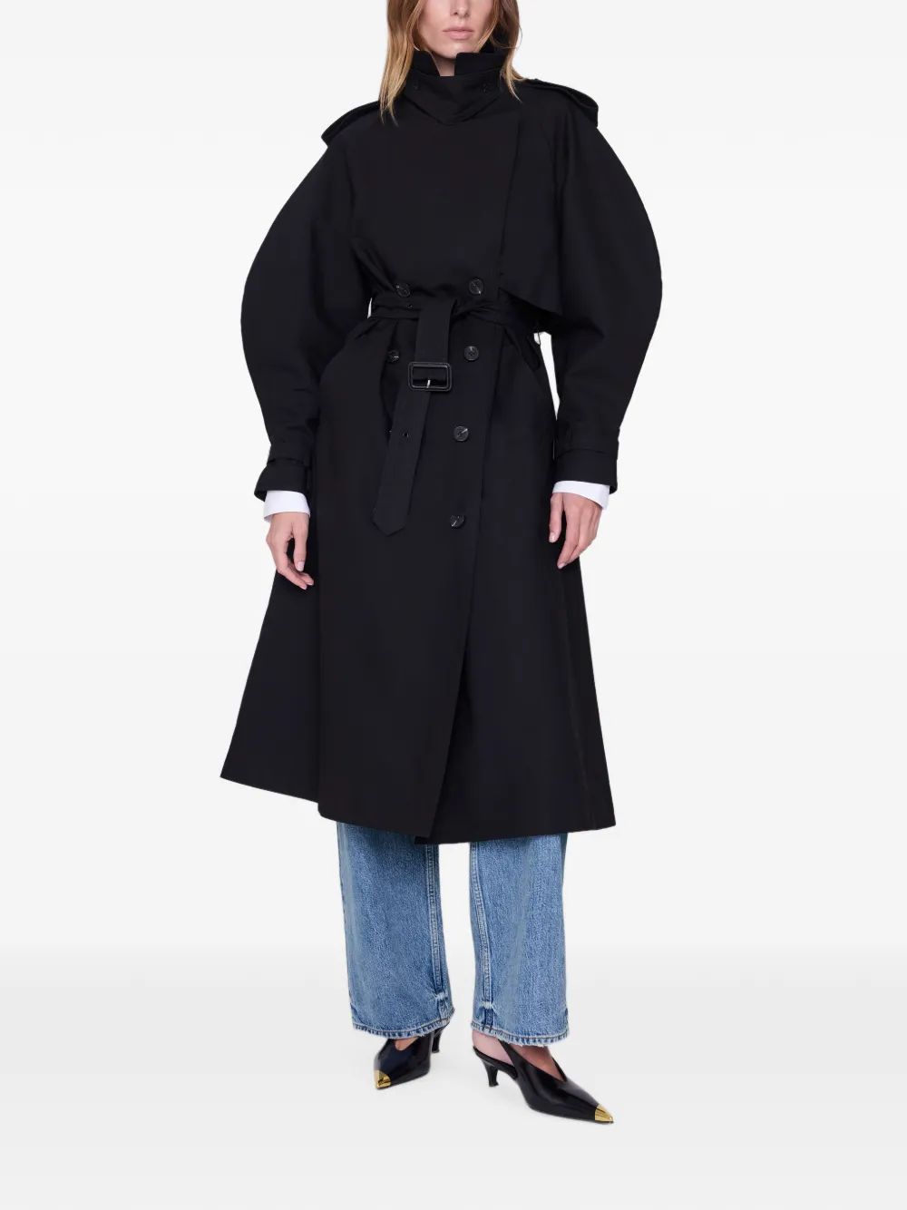 ANINE BING Pascale maxi-trench Zwart