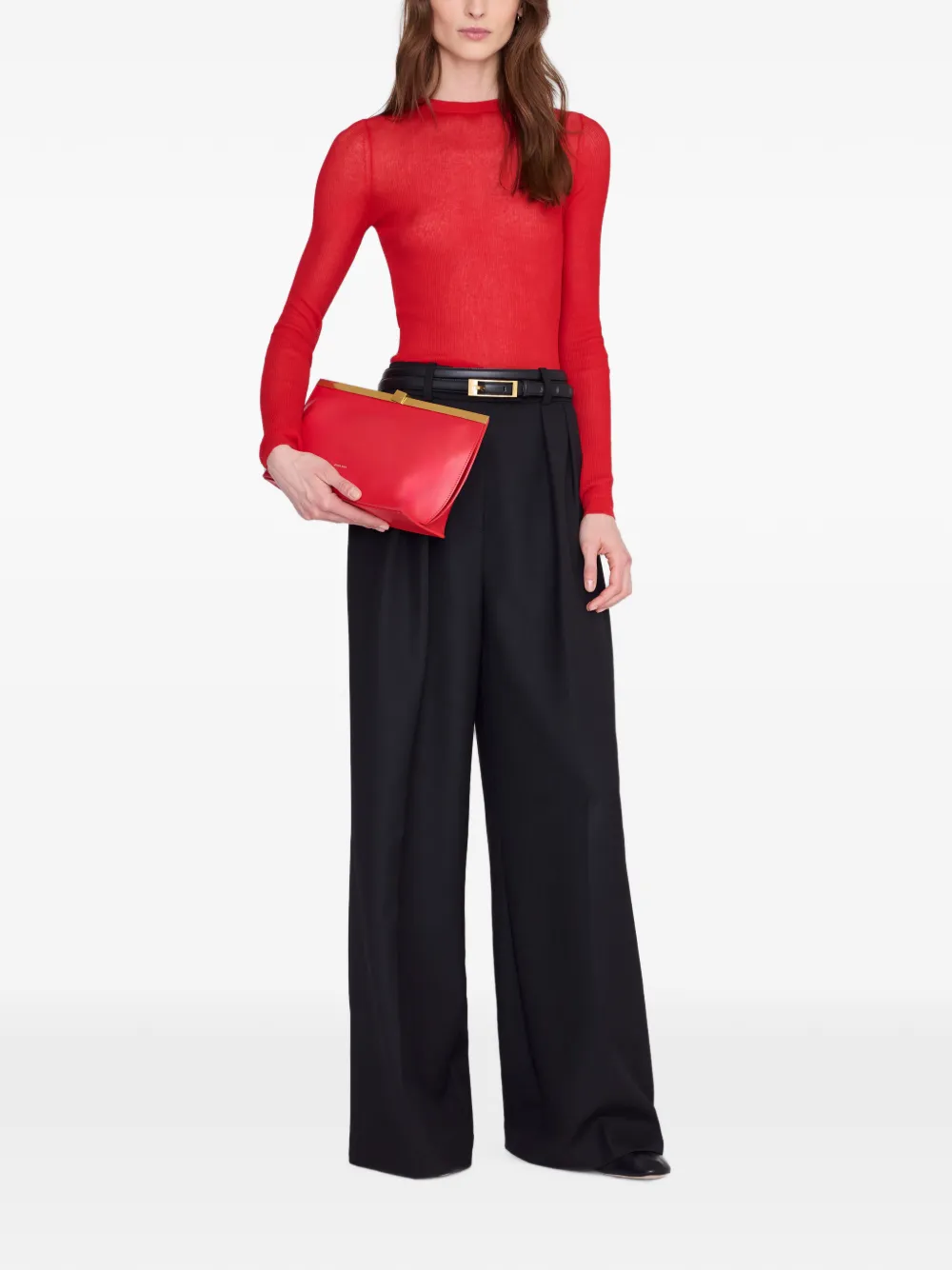 ANINE BING Aline clutch met logo-print Rood