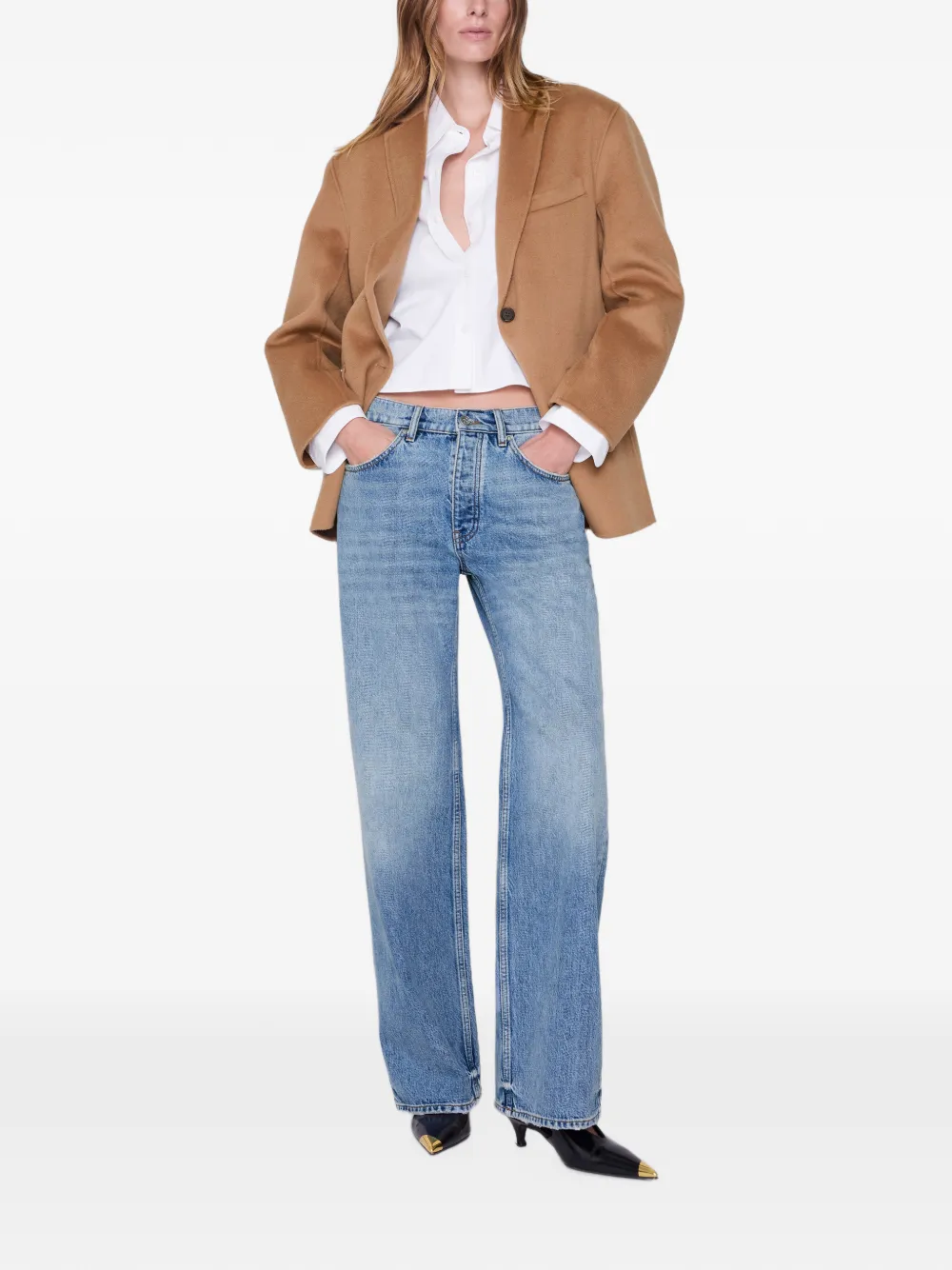 ANINE BING Scott cropped blouse Wit