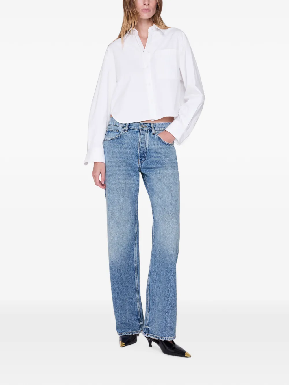 ANINE BING Scott cropped blouse Wit