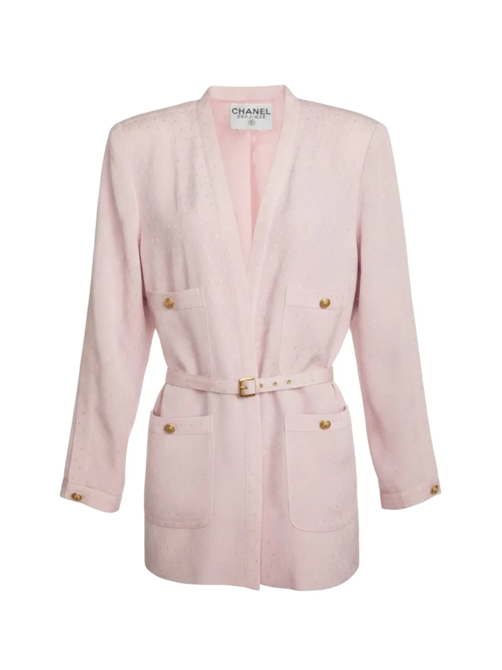 CHANEL Pre-Owned 1990s belted silk blazer - Rosa
