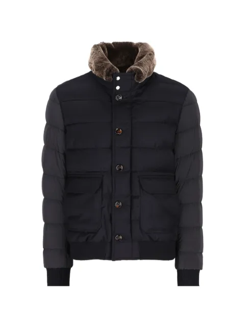 Moorer padded faux-fur-trim coat