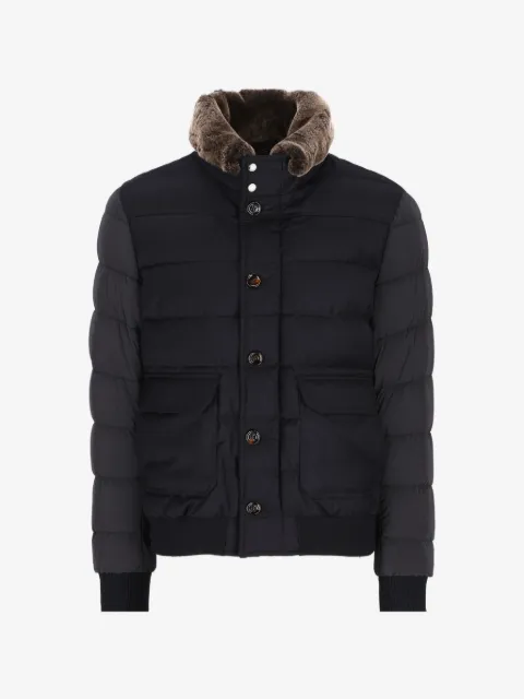 Moorer padded faux-fur-trim coat