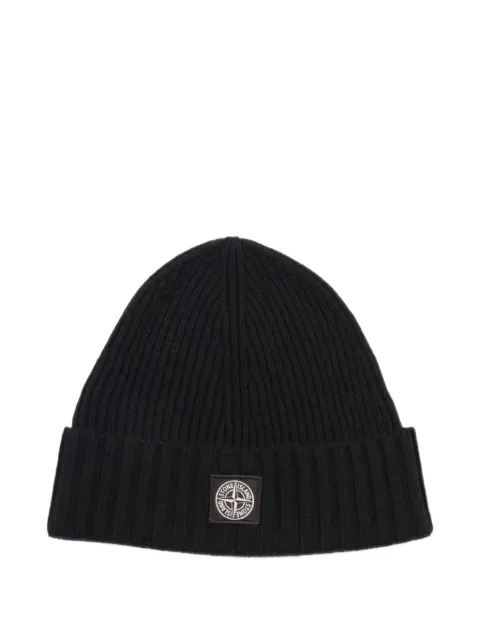 Stone Island Junior logo-patch beanie hat