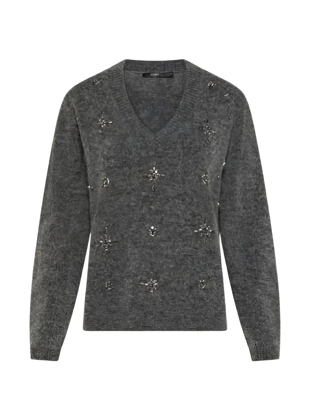 Seventy crystal-embellished V-neck sweater Grijs